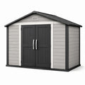 Abri de jardin en plastique gris et noir avec double porte