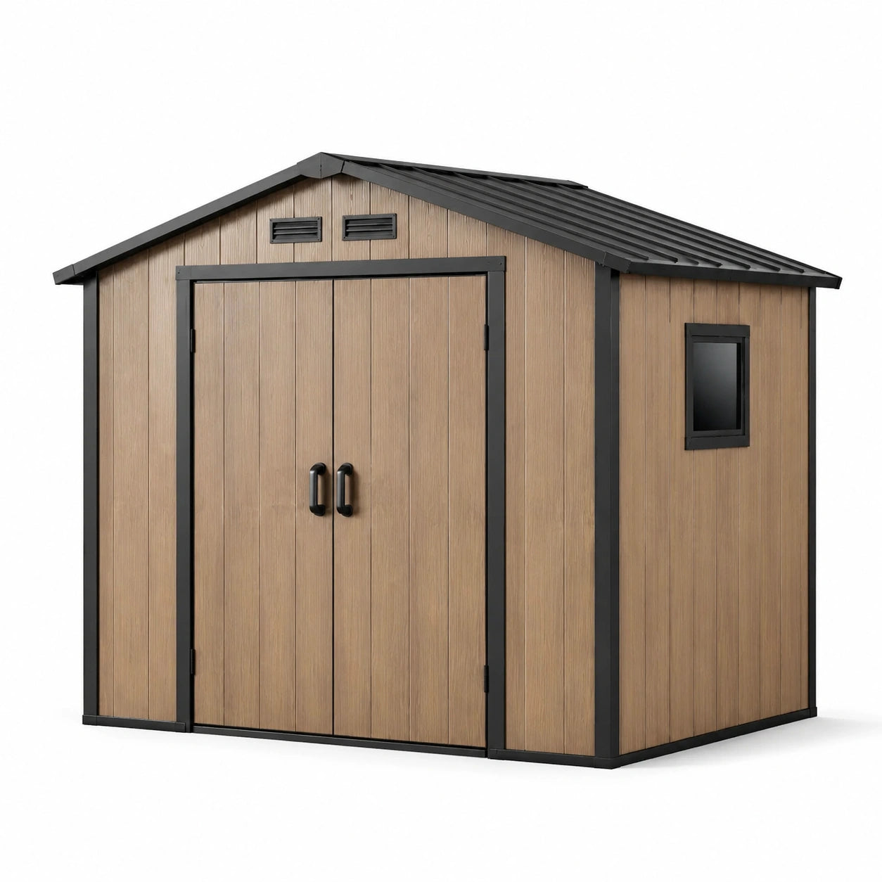 Abri de jardin en polypropylène avec cadre métallique marron et noir