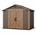 Abri de jardin en résine avec double porte marron 315x185x225 cm