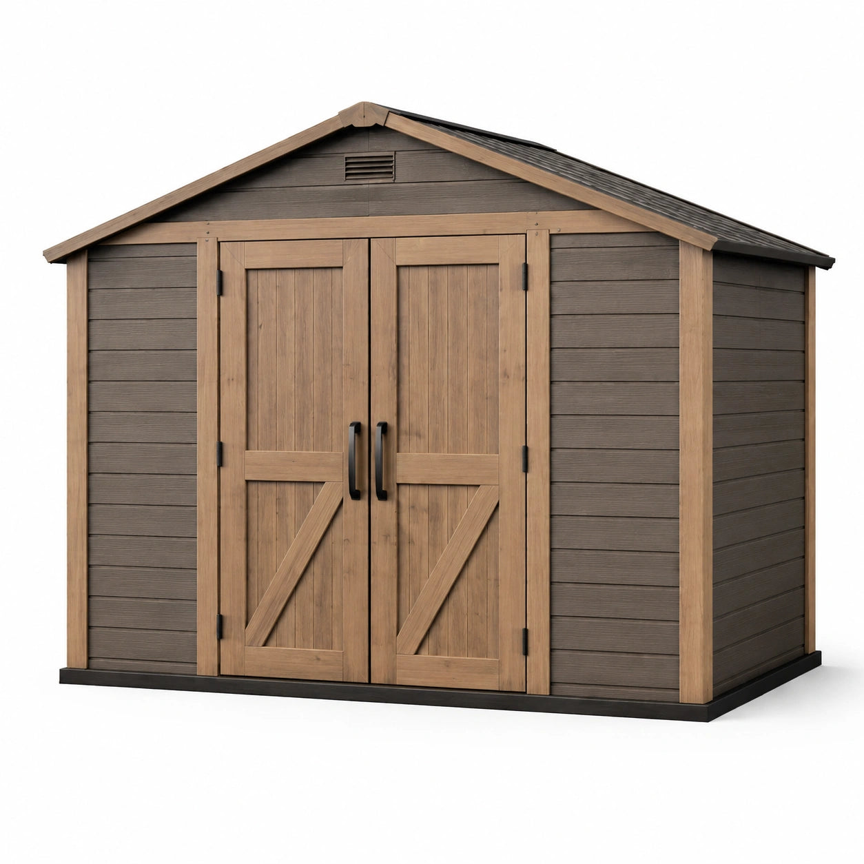 Abri de jardin en résine avec double porte marron 315x185x225 cm