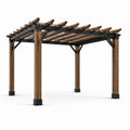 Pergola en bois massif et acier noir 300x300x240 cm