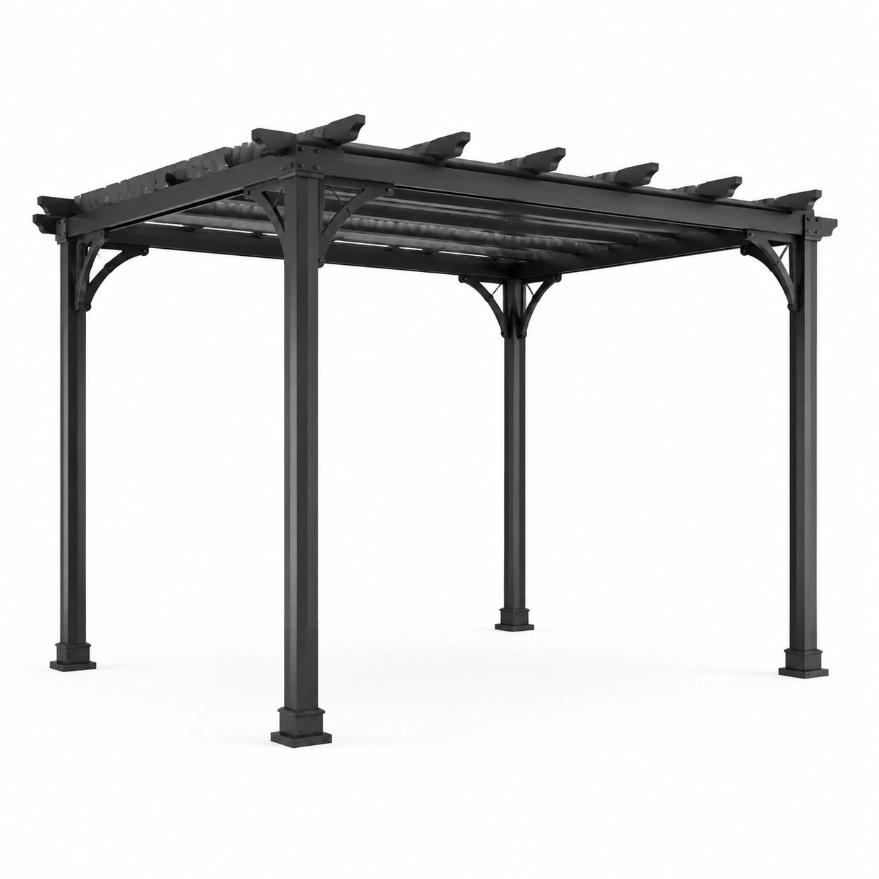 Pergola en aluminium gris avec peinture thermolaquée