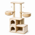 Arbre à chat en bois avec plateformes et paniers en bois et polyester 120 cm