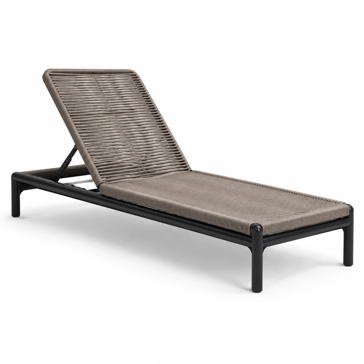 Chaise Longue en Aluminium et Corde Gris