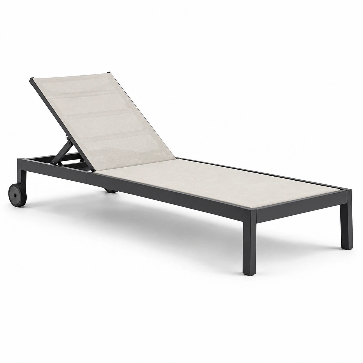 Chaise Longue en Aluminium et Textilène Réglable Beige et Noir