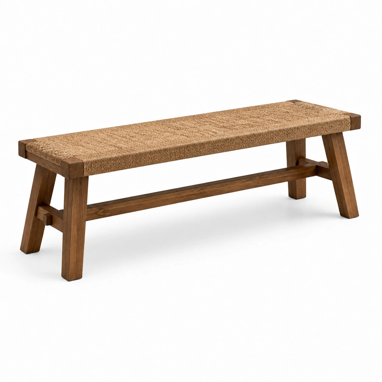 Banc en bois d'acacia et corde tissée 120 cm