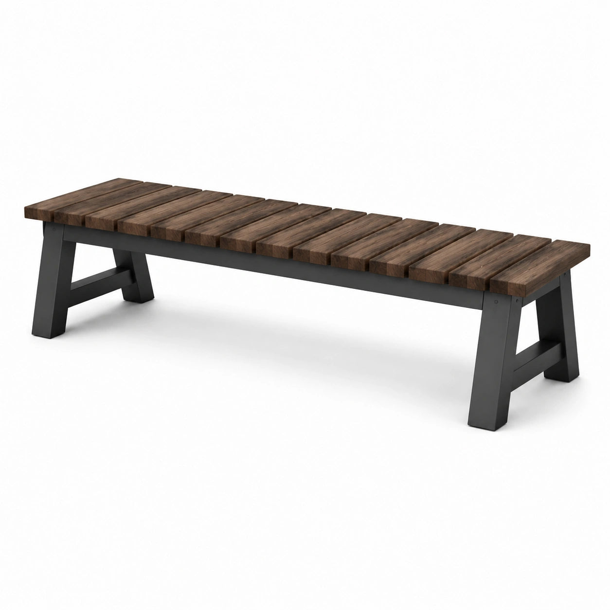Banc en bois avec pieds en métal chêne brun/noir 180 cm