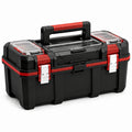 Boîte à outils en plastique noir et rouge avec compartiments transparents 40x25x20 cm
