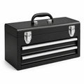 Boîte à outils en métal noir avec 2 tiroirs