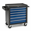 Chariot à outils 7 tiroirs en acier bleu avec roulettes