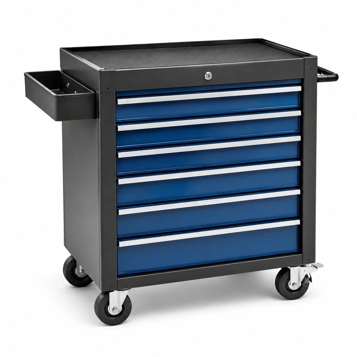 Chariot à outils 7 tiroirs en acier bleu avec roulettes