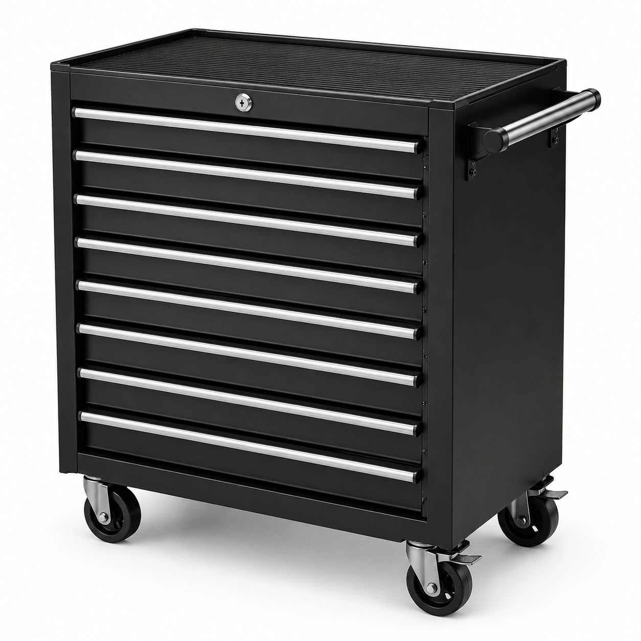 Chariot à outils en acier noir 8 tiroirs avec roulettes