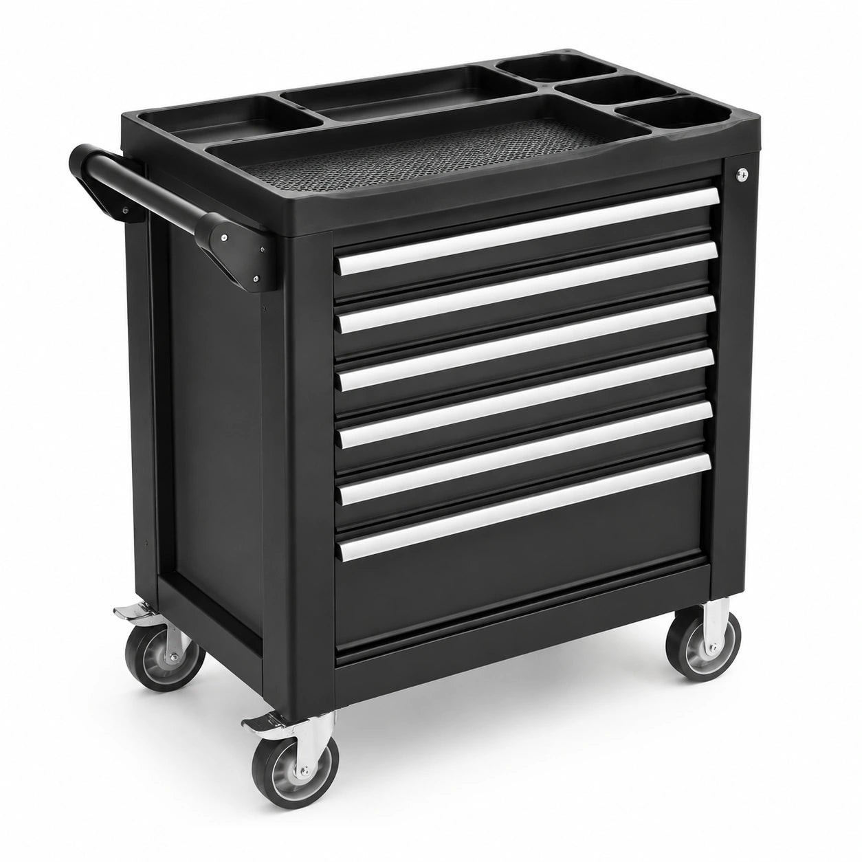 Chariot à outils en acier noir avec 7 tiroirs