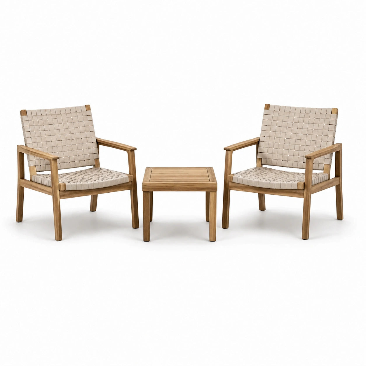 Ensemble de jardin en bois avec fauteuils et table