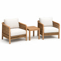 Ensemble de salon de jardin avec 2 fauteuils en bois et corde en polyester beige